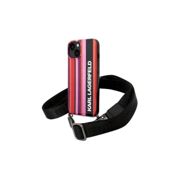 Karl Lagerfeld Color Stripes Strap Case for iPhone 14, Pink