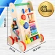 Wooden Baby Walker and Activity Center with Xylophone Clock and Blocks Montessori Toy