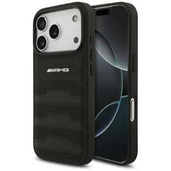 Mercedes AMG Leather Debossed Lines Case for iPhone 18 Pro / 17 Pro, Black