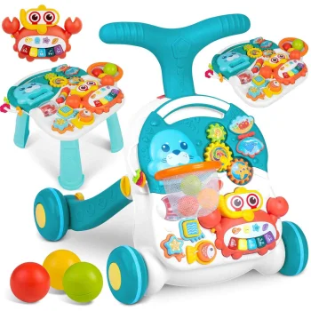 Ricokids 3-in-1 Baby Walker and Activity Table RK-810, white-blue