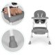 ECOTOYS Baby Feeding High Chair with Removable Tray and Basket, Grey