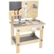 Workshop with wooden tools and work table