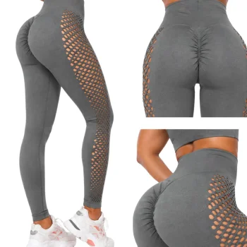 Women's High-Waisted Push-Up Sports Leggings, Grey, S/M