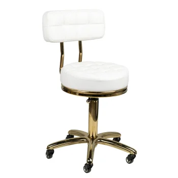 Cosmetic Stool AM-961, White/Gold