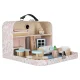 Dollhouse in a Suitcase with Wooden Furniture, 25 pcs, Pink