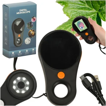 Kids Digital Microscope with 500x Magnification and 2Mpx Camera, Black/Orange