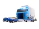 Transporter Truck with Launcher and 6 Police Cars