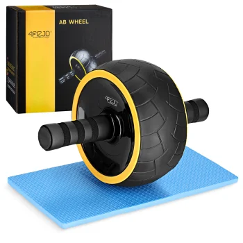 4Fizjo AB Wheel XL Abdominal Exercise Roller, Black/Yellow