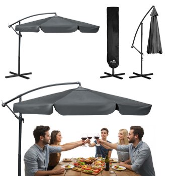 Plonos Foldable Garden Umbrella, 350 cm, Grey