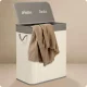 Massido 100 L Bamboo Laundry Hamper with Lid, 2 Compartments