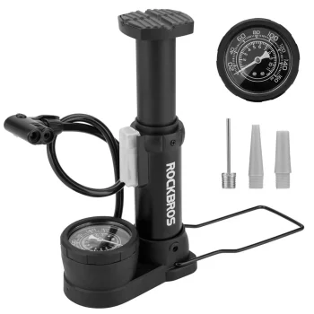 Rockbros 42610002001 Floor Bicycle Pump with Pressure Gauge, Black