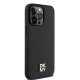 DKNY iPhone 15 Pro Max Case Leather Monogram Pattern MagSafe, Black