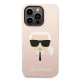 Karl Lagerfeld Silicone Karl\'s Head iPhone 14 Pro MagSafe Case, Light Pink