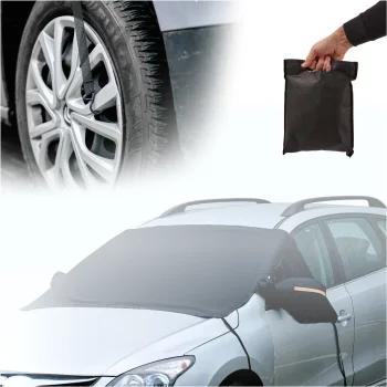 Magnetic Car Windshield Cover for Ice and Sun Protection, Black