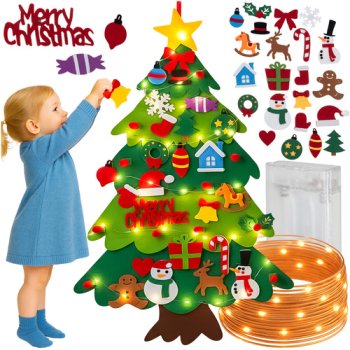 Kruzzel 26548 Felt Christmas Tree for Kids with LED Lights and Ornaments