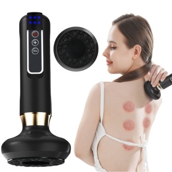 Electric Cupping Massager with 6 Suction Levels and Oil for Muscle Relief, Black