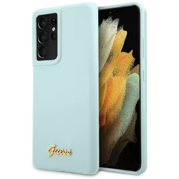 Guess Galaxy S21 Ultra Case Silicone Script, Blue