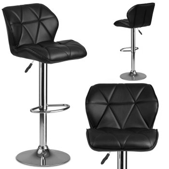 Sofotel Castel Adjustable Quilted Bar Stool with Back, black