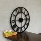 Large Metal Wall Retro Clock with Roman Numerals, Black, 47.5 cm