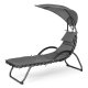 Garden Lounger with Large Canopy MultiGarden PH158C, Grey