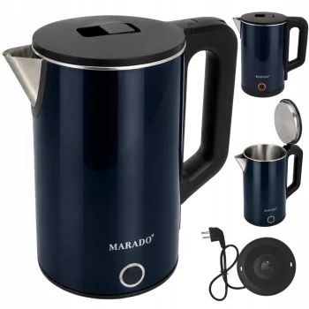 Electric Kettle 1.5L 1500W, Stainless Steel, Navy Blue