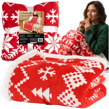 Ruhhy Christmas Blanket 130x170 cm, White/Red