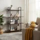 ModernHome S-04A Industrial Loft Bookshelf, 4 Shelves, Metal Frame