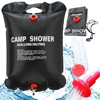 Solar Heated Camping Shower 20L, Black