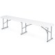 Plonos 440300 Folding Garden Furniture Set, Table and 2 Benches, 180 cm, White