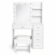 ModernHome Vanity Table with LED Mirror, 5 Drawers and Stool