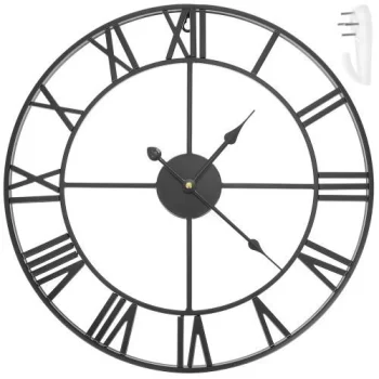 Ruhhy 01562 Wall Clock with Roman Numerals, Retro Loft 3D, 47 cm, Black