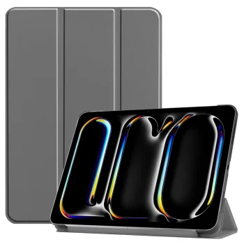 Apple iPad Pro 11'' (2024) (A2837 A2925) PU Leather Protective Tri-fold Book Case Cover, Gray