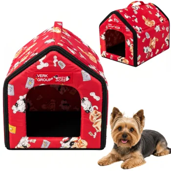 Foldable Dog & Cat House Bed, XL, Red