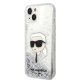 Karl Lagerfeld iPhone 14 Plus Case Liquid Glitter Karl Head Silver