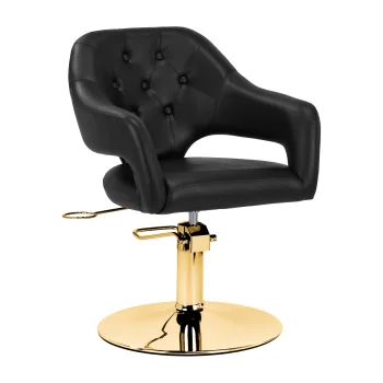 Gabbiano Parma Hairdressing Chair with Gold Base Black