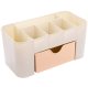 Cosmetic and Jewelry Organizer with Drawer, Cream/Pink