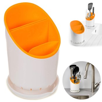 Kitchen Organiser Cutlery Drainer Dryer, Orange