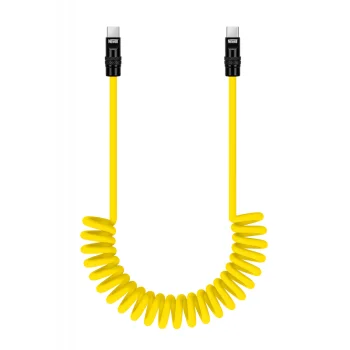 Newell USB-C to USB-C Cable 100W 1.5m, Spiral Silicone, Yellow-Black