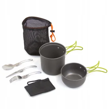 4Fizjo Mountain Goat Camping Cookware Set, 1.2L, Grey/Green