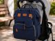Multifunctional Mommy Bag Backpack with Crib and USB, Grey