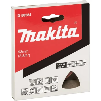 Makita Delta Sandpaper Wood & Metal K60, 93 mm, 10 pcs, Red