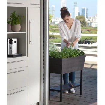 Keter Urban Bloomer flower pot with irrigation system, gray