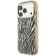 Guess IML Zebra Glitter Triangle Logo MagSafe Case for iPhone 17/18 Pro Max - Gold