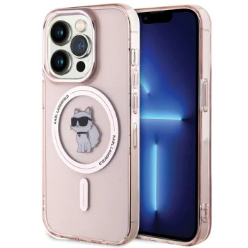Karl Lagerfeld iPhone 15 Pro Case IML Choupette MagSafe, Pink