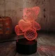 3D LED Night Light Bear with Heart, RGB