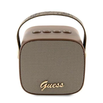 Guess 4G Leather Script Logo Mini Bluetooth Speaker, Brown