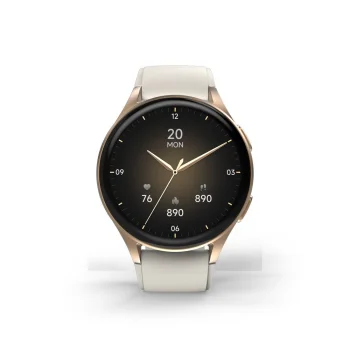 Hama 8900 GPS Smartwatch 1.32" AMOLED, Bluetooth Calls, IP68, Gold with Beige Strap