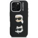 Karl Lagerfeld FW Grained Karl & Choupette Heads Pins vāciņš iPhone 16 Pro Max, Melns