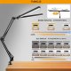 Adjustable LED Desk Lamp 24W with Clamp and Swing Arm, Black