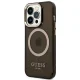 Guess iPhone 14 Pro Case Gold Outline Translucent MagSafe Black